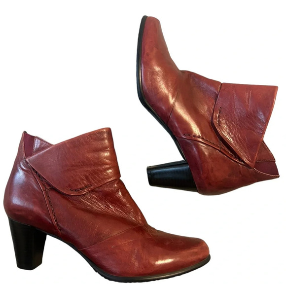 Arnold Churgin red leather ankle boots worn under 5 times mint  condition 8.5 - Picture 1 of 16